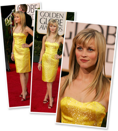 Reese Witherspoon in a yellow Nina Ricci dress at the 2007 Golden Globes